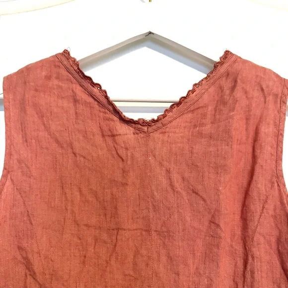 J. Jill womens Medium Rust Tank Top 100% linen button up sleeveless summer - Picture 6 of 9